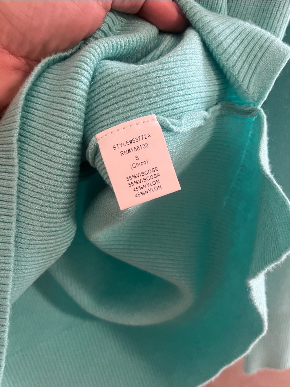 Staccato Mint Ribbed V-Neck Sweater - Picture 3 of 3